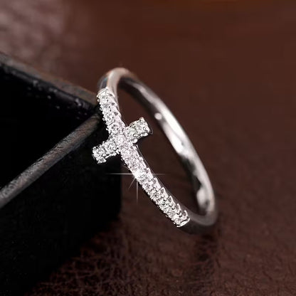 Minimalist Zirconia Cross Ring