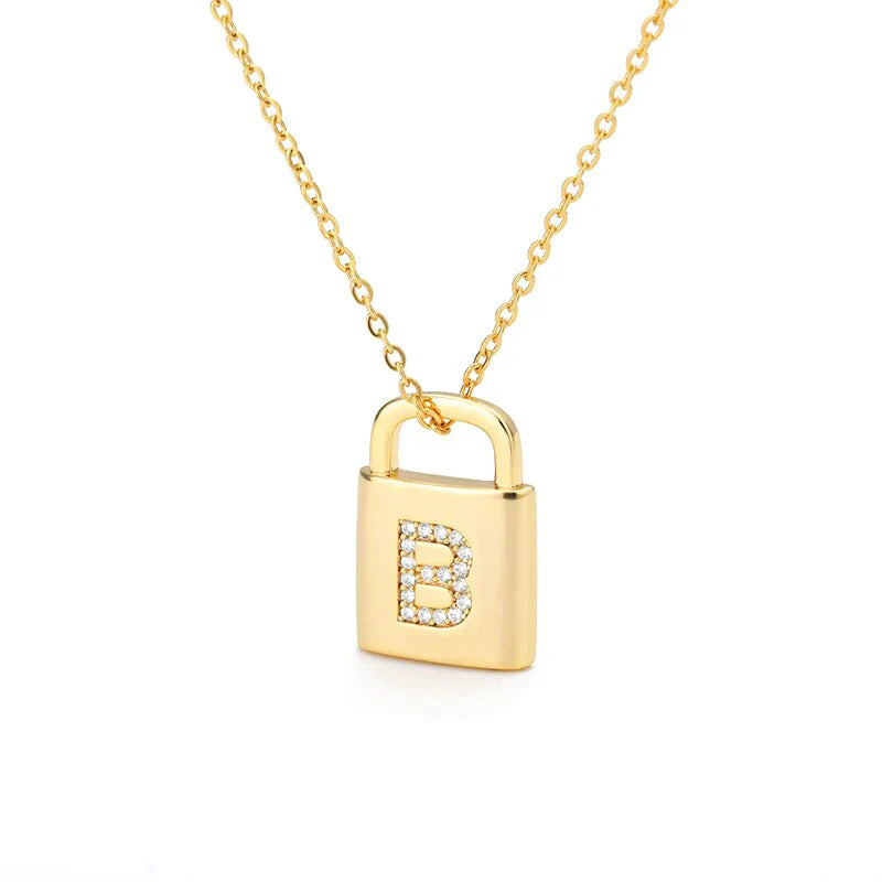 Golden Initial Lock Necklace