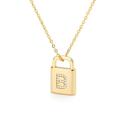 Golden Initial Lock Necklace