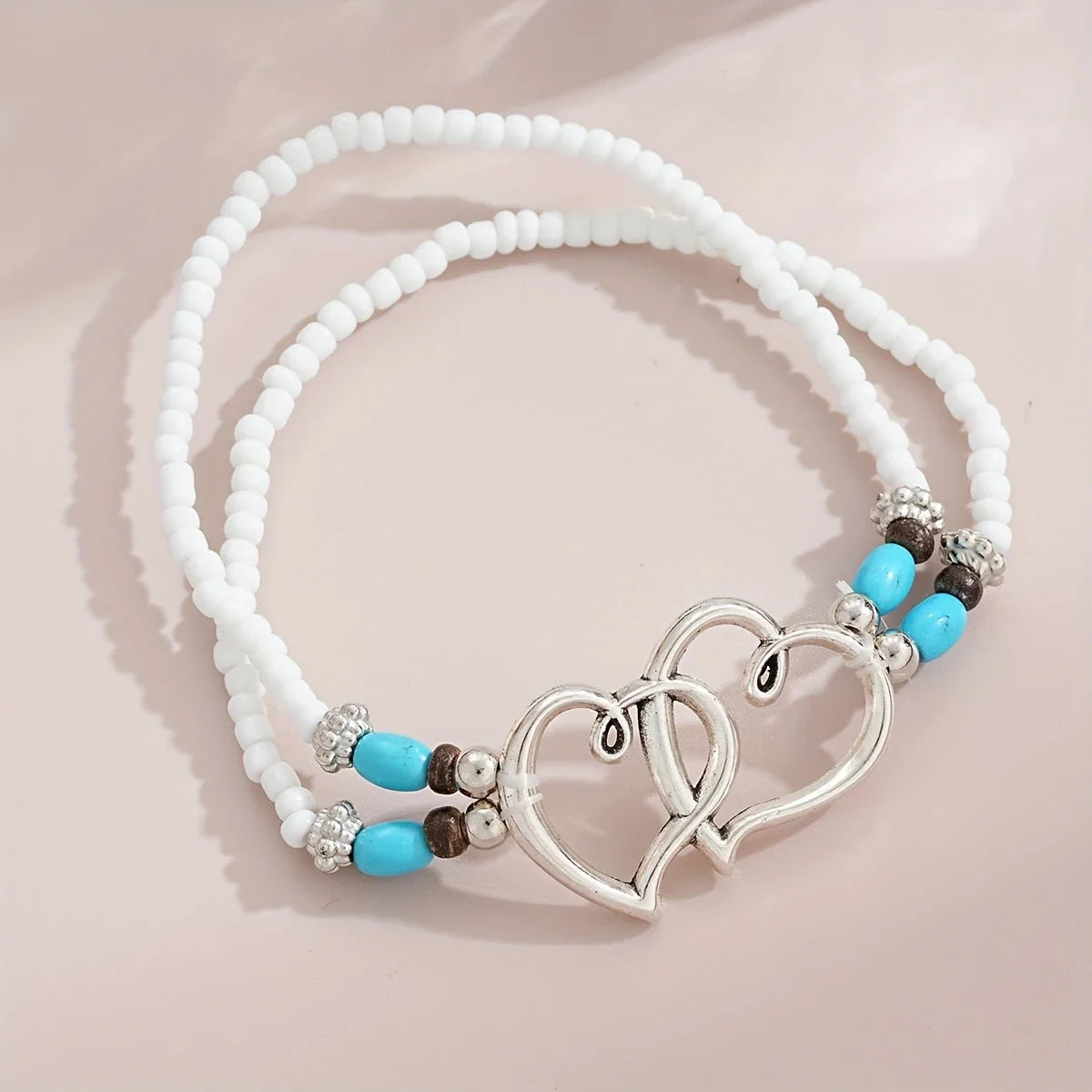 Silver Heart Necklace and Bracelet Set