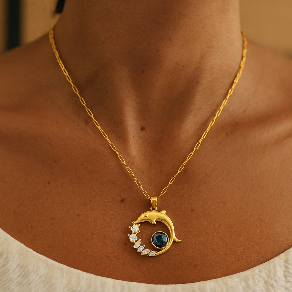 Elegant Dolphin Star Necklace