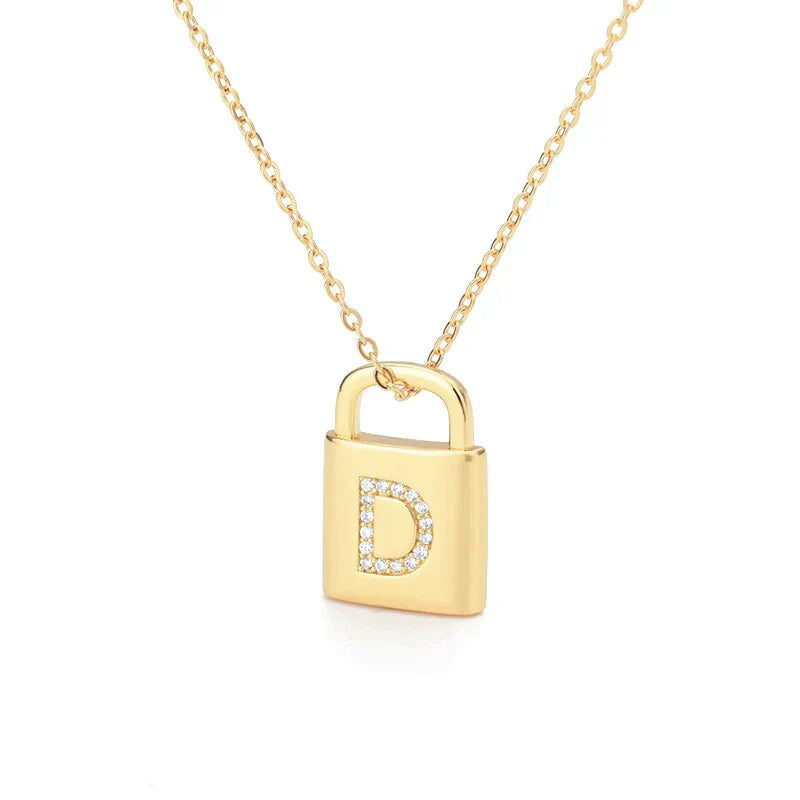 Golden Initial Lock Necklace