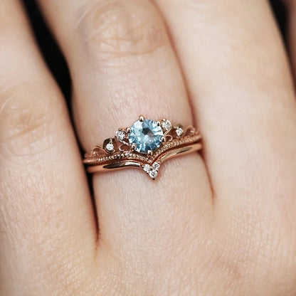 Blue Princess Gold Ring with Zirconia