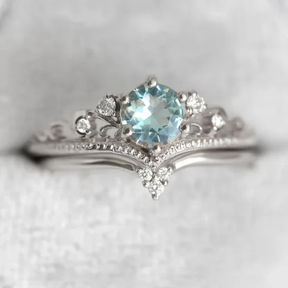 Blue Princess Gold Ring with Zirconia