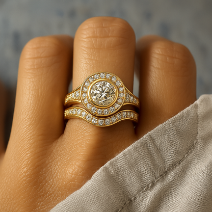 Pack of Vintage Gold and Zirconia Rings