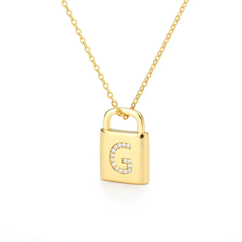 Golden Initial Lock Necklace