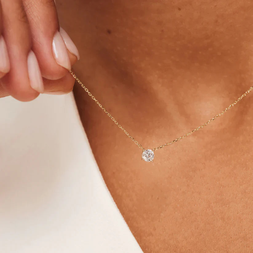 ClÃ©a Moissanite Stone Necklace | Gold