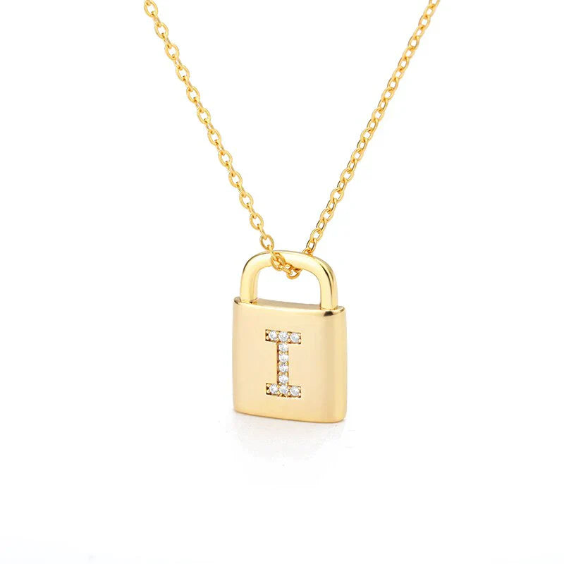 Golden Initial Lock Necklace