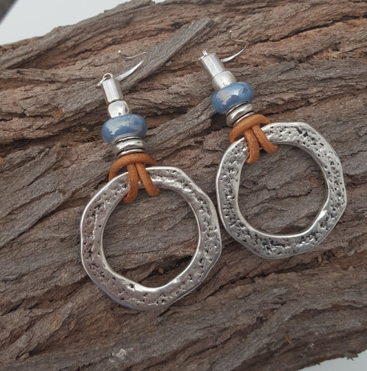 Vintage Circle Silver Earrings
