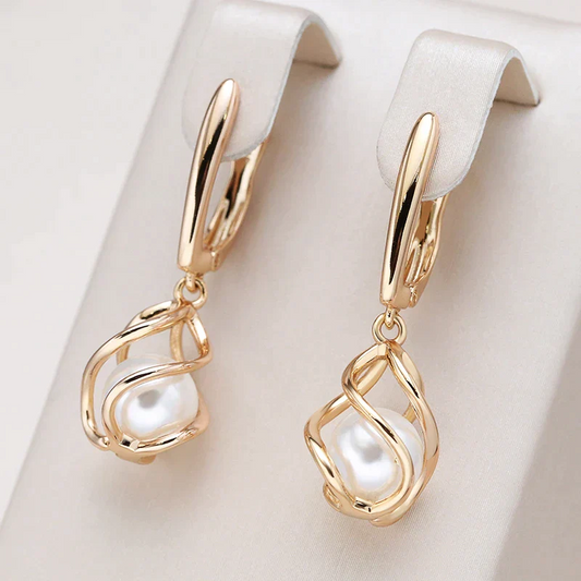 Elegant Pearl Gold Earrings
