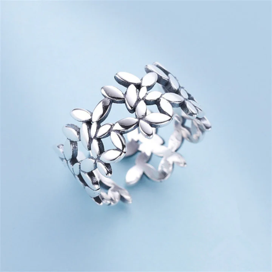 Vintage Leaf Silver Ring