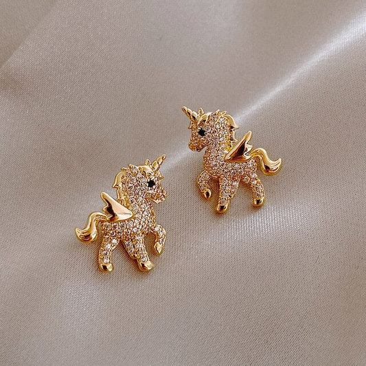 Shiny Unicorn Gold Earrings