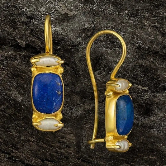 Vintage Blue and Gold Earrings