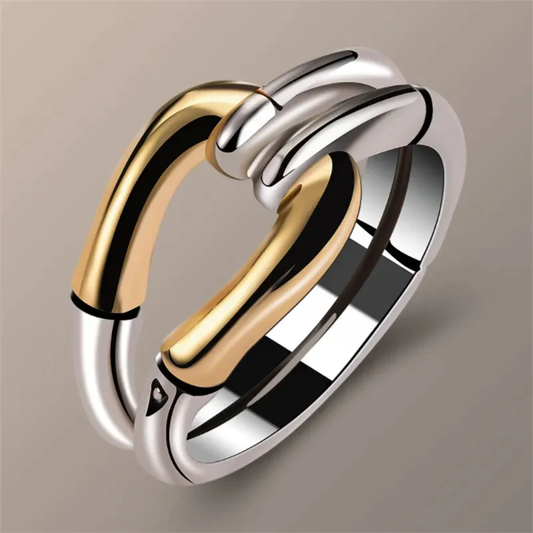 Vintage Knotted Gold and Silver Ring