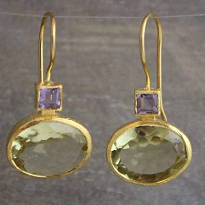 Vintage Green Crystal Gold Earrings