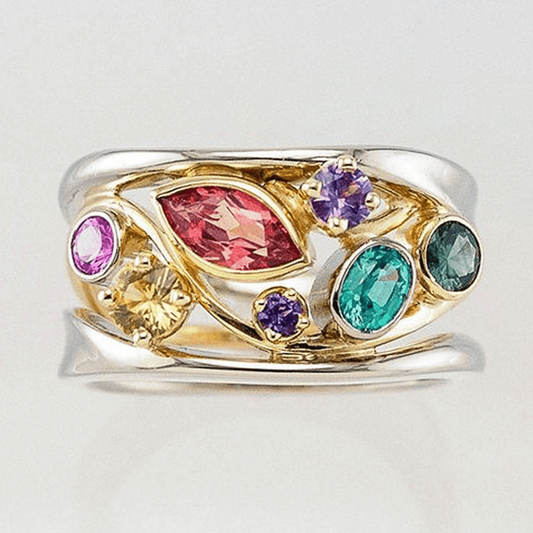 Vintage Multicolor Gold and Silver Ring