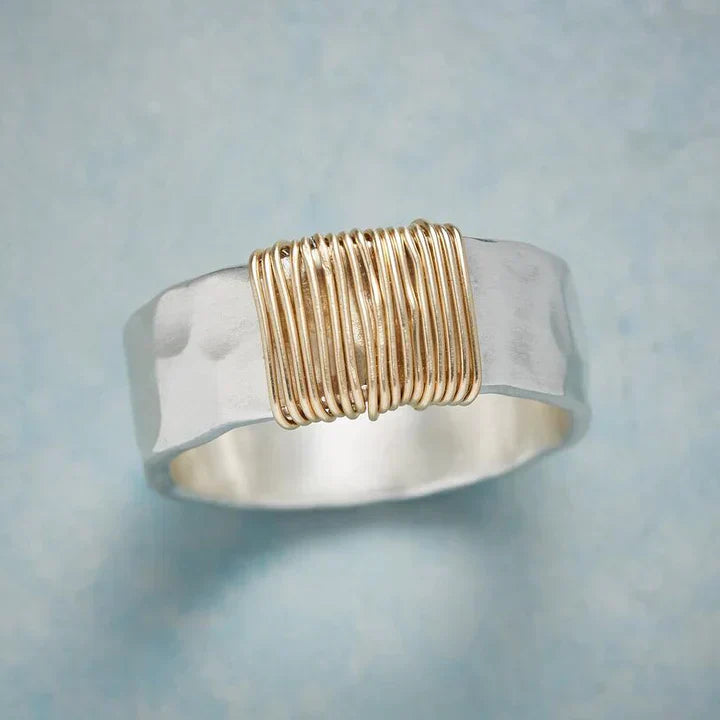 Vintage Silver Gold Thread Ring