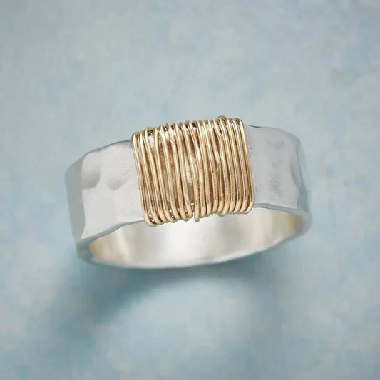 Vintage Silver Gold Thread Ring