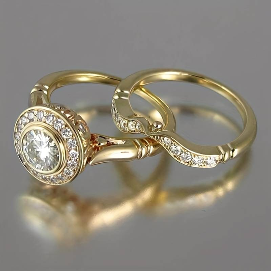 Pack of Vintage Gold and Zirconia Rings