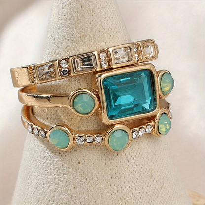 Vintage Silver Blue Crystal Ring