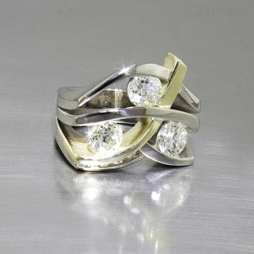 Vintage Gold and Silver Zirconia Ring