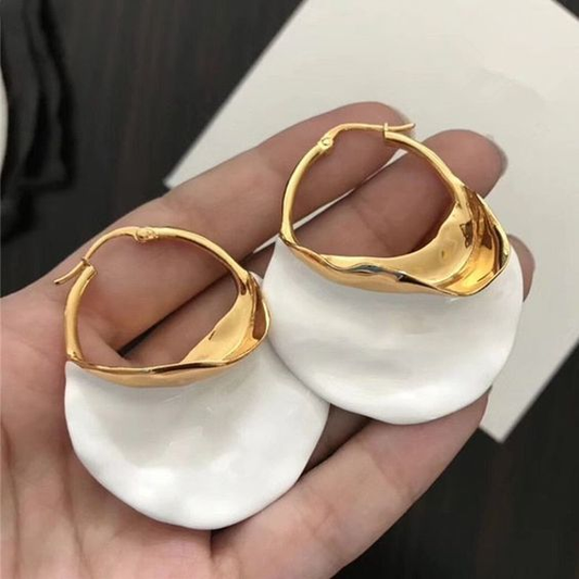 Vintage White and Gold Earrings