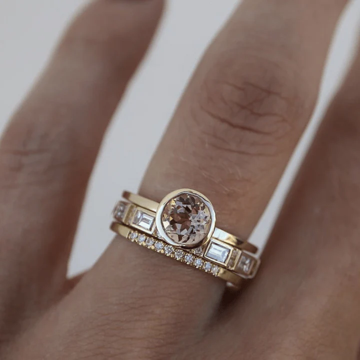 Vintage Gold Inlaid Crystal Ring