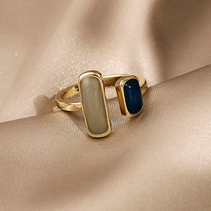 Vintage Gold Ring with Blue Opal