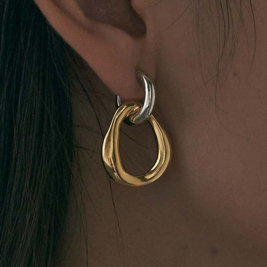 Vintage Two-Tone Metal Earrings