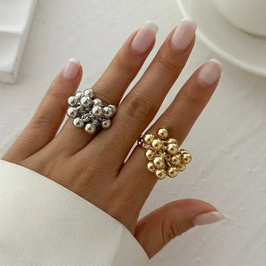 Boho Ring with Inlaid Pearls
