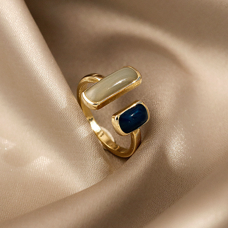 Vintage Gold Ring with Blue Opal