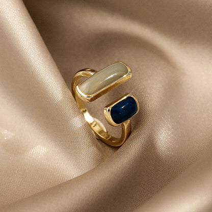Vintage Gold Ring with Blue Opal