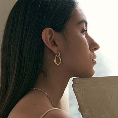 Vintage Two-Tone Metal Earrings