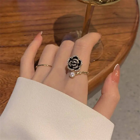 Vintage Black Rose Ring