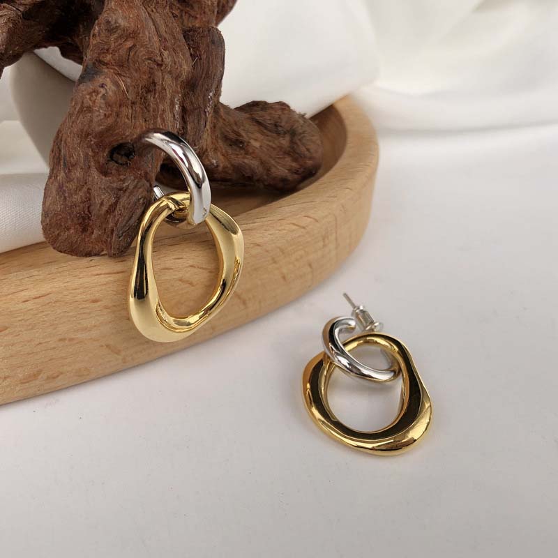 Vintage Two-Tone Metal Earrings