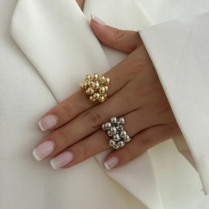 Boho Ring with Inlaid Pearls
