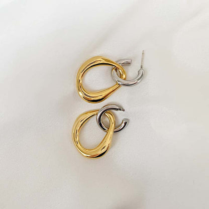 Vintage Two-Tone Metal Earrings