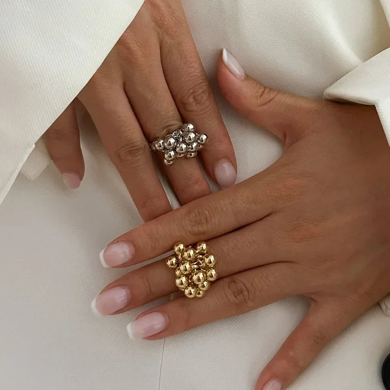 Boho Ring with Inlaid Pearls