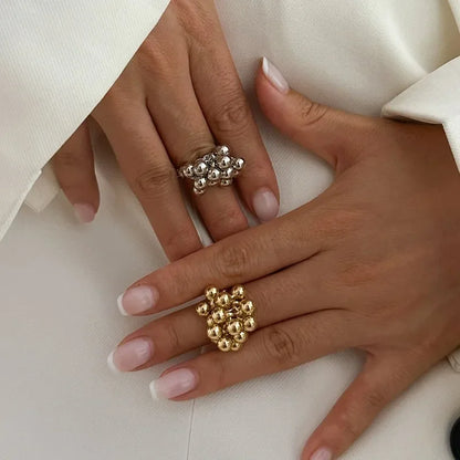 Boho Ring with Inlaid Pearls