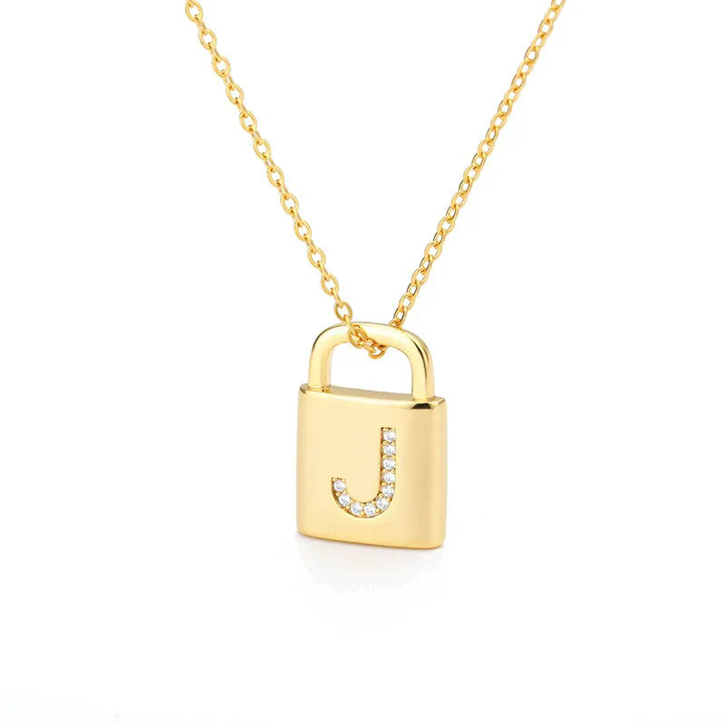 Golden Initial Lock Necklace