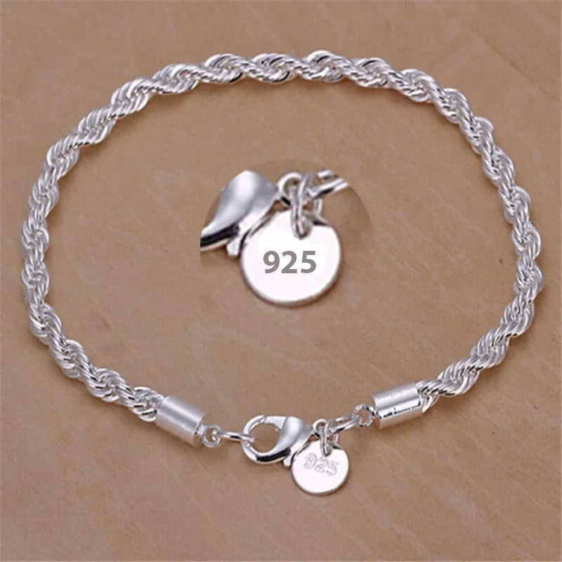 925 Silver Braided Rope Style Bracelet