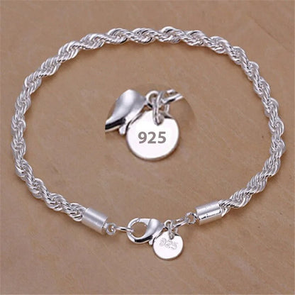 925 Silver Braided Rope Style Bracelet
