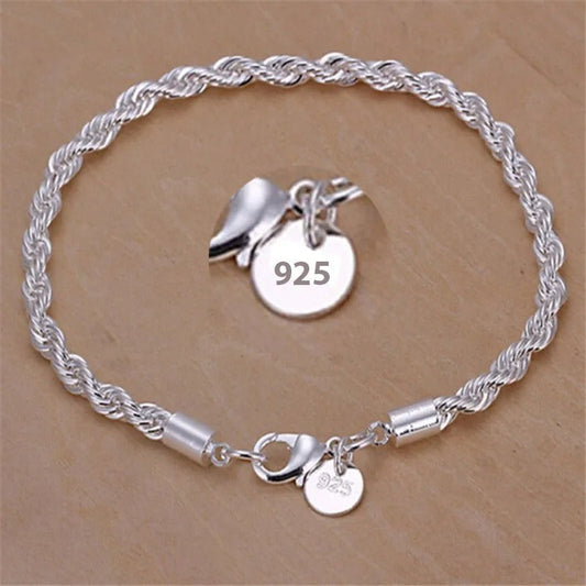 925 Silver Braided Rope Style Bracelet