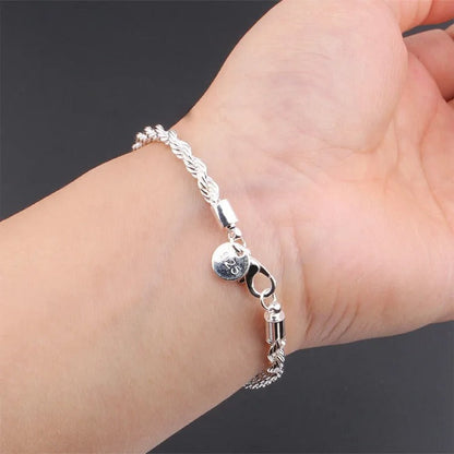 925 Silver Braided Rope Style Bracelet