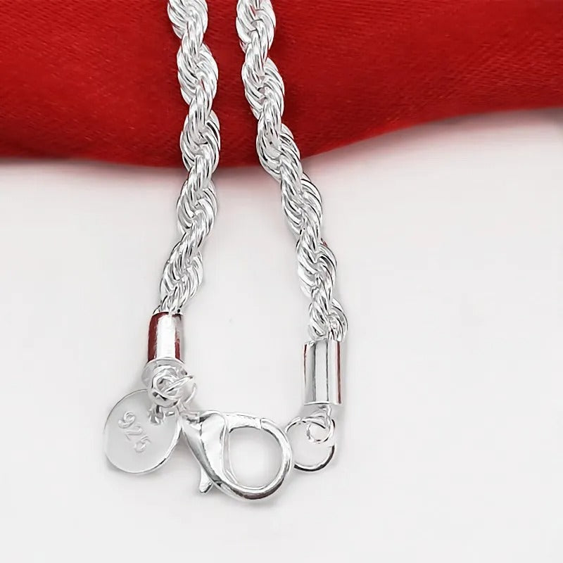 925 Silver Braided Rope Style Bracelet