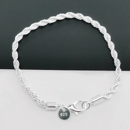 925 Silver Braided Rope Style Bracelet