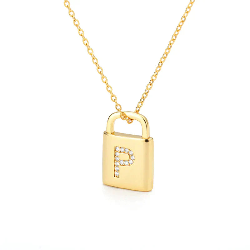 Golden Initial Lock Necklace