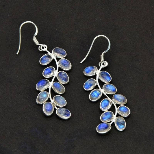 925 Silver Earrings with Blue Agate