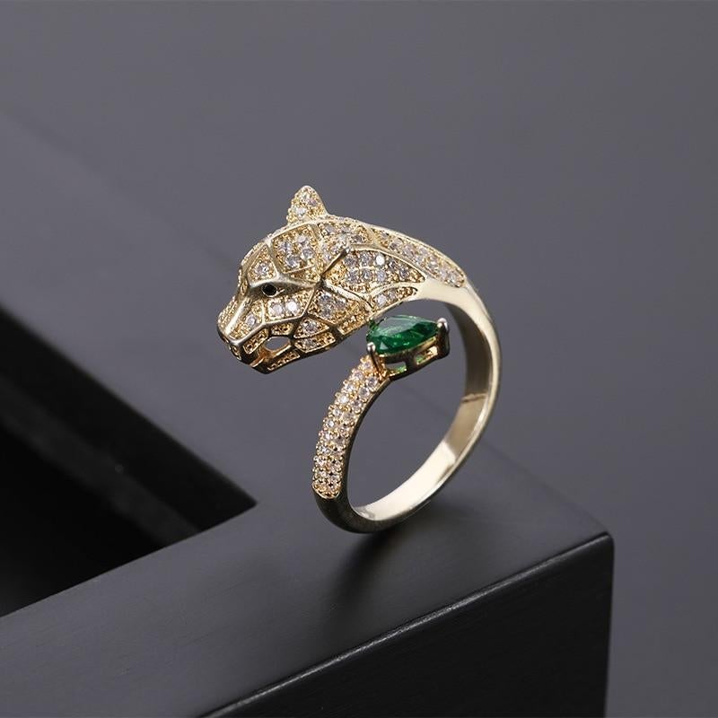 Adjustable Leopard Ring with Zirconia Finish