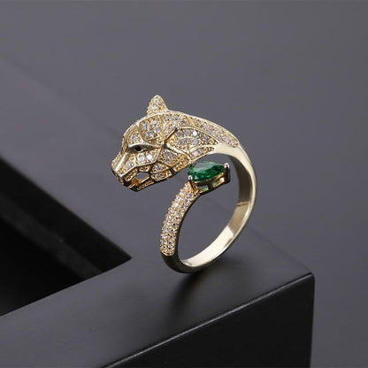 Adjustable Leopard Ring with Zirconia Finish